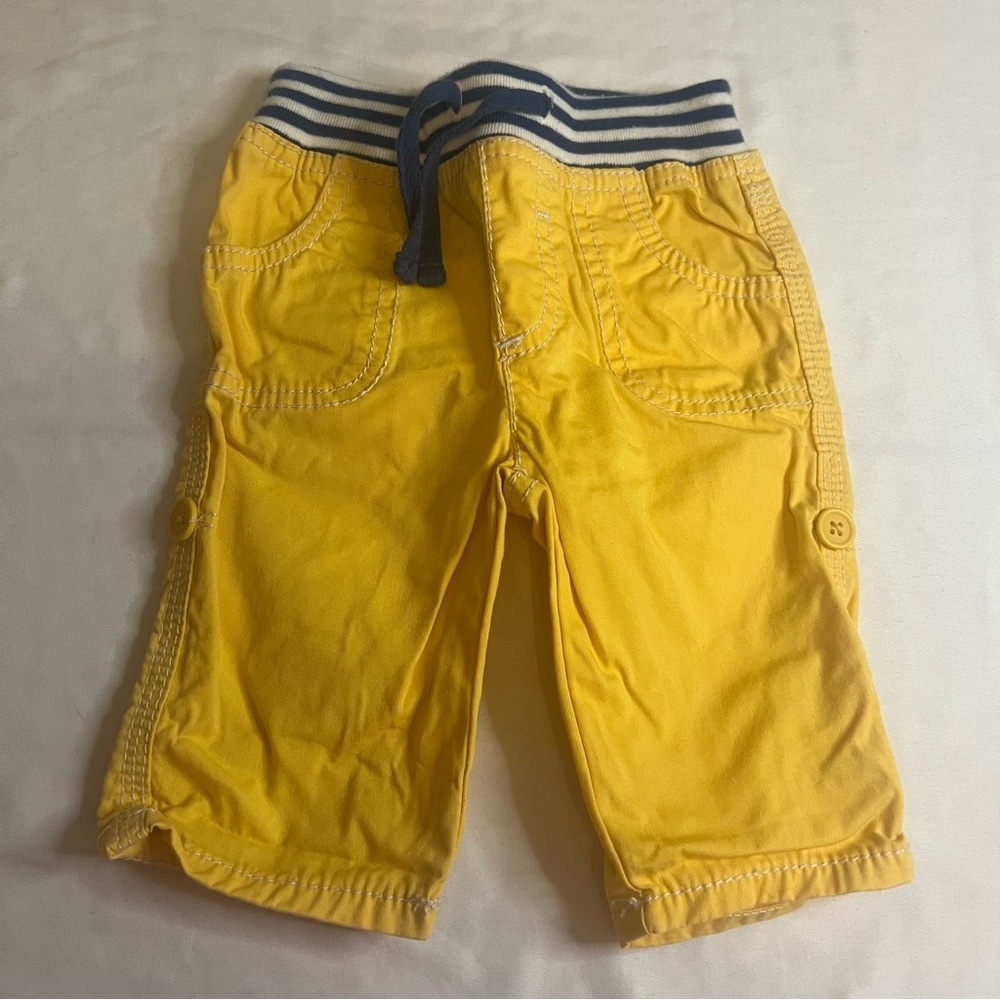 Baby Boden Yellow Pull On Pants Joggers 0-3 Months Elastic Waist Cotton Baby‎
